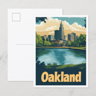 Oakland California Art Vintage Travel Illustratie Briefkaart
