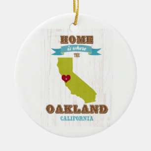 Oakland, California Map - Home is waar het hart li Keramisch Ornament