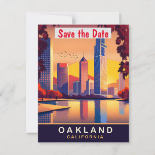 Oakland California Zonsondergang Silhouet Trouwdag Save The Date
