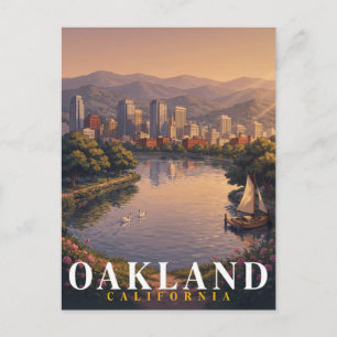 Oakland Californië Meer Skyline Kunst Briefkaart