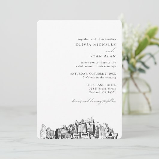 Oakland Mariage Elegant Skyline Invitation (Debout devant)