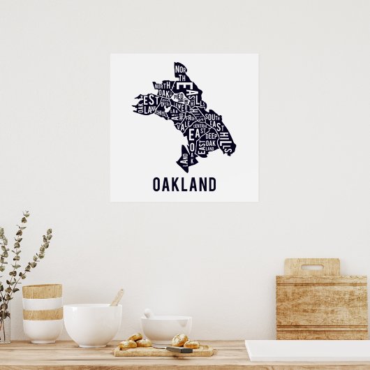 Oakland Typographic Map Poster (Keuken)