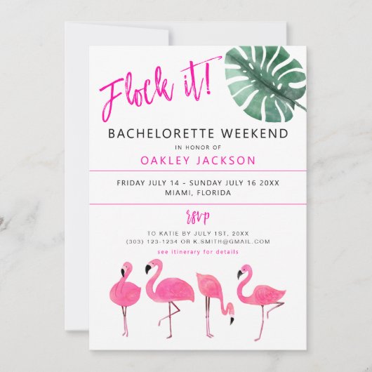 OAKLEY vecht het! Flamingo Tropical Bachelorette i Kaart (Voorkant)