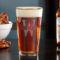 Oakmont Monogram Gold Rim Beer Glass