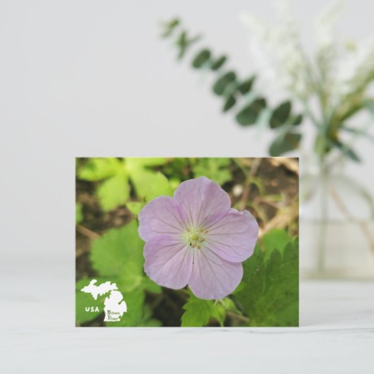 Oakwoods Metropark Wild Geranium met Logo Briefkaart (Staand voorkant)