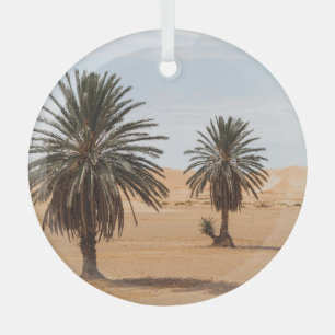 Oase van de woestijn: Sahara Palms Landschap. Glas Ornament