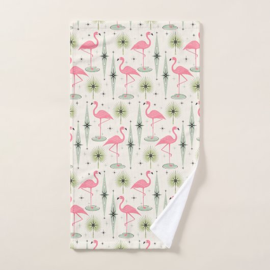 Oasis atomique aux Flamants roses roses (Serviette à main)