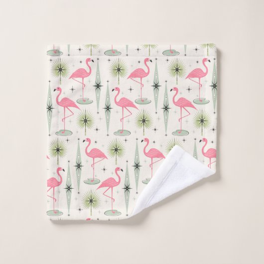Oasis atomique aux Flamants roses roses (Gant de toilette)