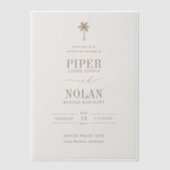 OASIS Beach Taupe Wedding Vellum Uitnodigingen (Voorkant)