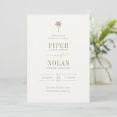 OASIS Palm Tree Taupe Wedding Kaart (Staand voorkant)