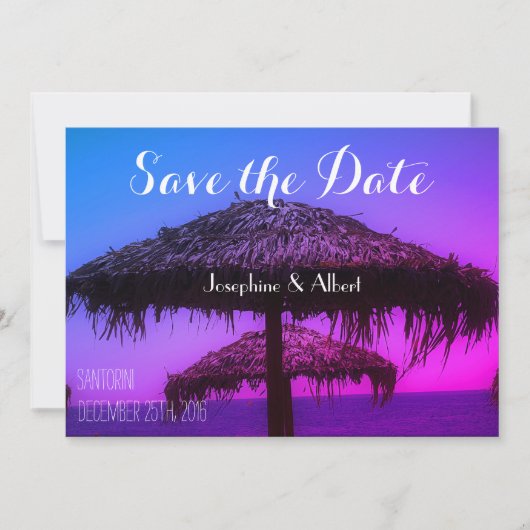 Oasis Santorini Beach Wedding Save the Date (Voorkant)
