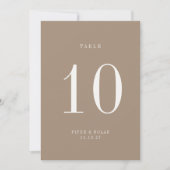 OASIS Taupe Wedding Table Number Card Kaart (Voorkant)