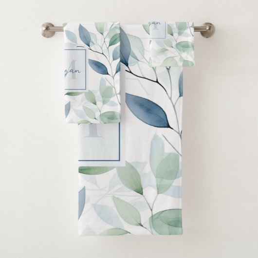 Oasis Tranquille Aquarelle Feuilles Monogramme et  (En situation)