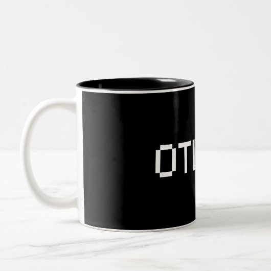 Oatly Stock Funny Classic Mok, 11 oz Tweekleurige Koffiemok (Links)
