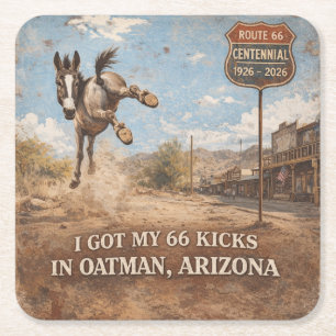 Oatman Arizona Wild Burro Barbenodigdheden Vierkante Kartonnen Onderzetter