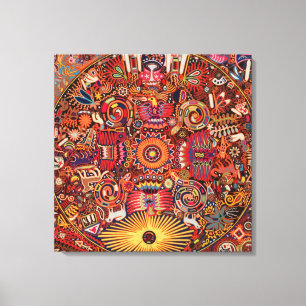 Oaxaca Mexico Mexican Tribal Art Boho Travel Canvas Afdruk