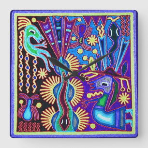 Oaxaca Mexico Mexican Tribal Art Boho Travel Vierkante Klok