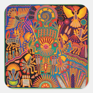 Oaxaca Mexico Mexican Tribal Art Boho Travel Vierkante Sticker