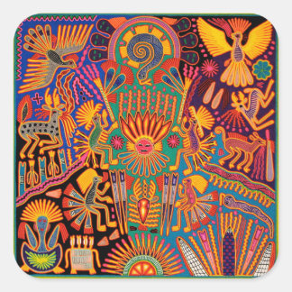 Oaxaca Mexico Mexican Tribal Art Boho Travel Vierkante Sticker