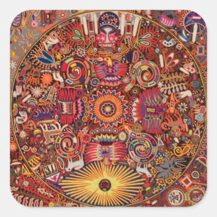 Oaxaca Mexico Mexican Tribal Art Boho Travel Vierkante Sticker