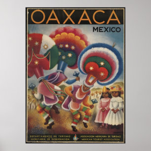Oaxaca Mexico Vintage Travel Poster en Retro print
