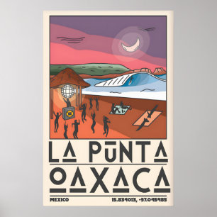 Oaxaca Surfposter Paarse Roze Luchten - Halve Maan Poster