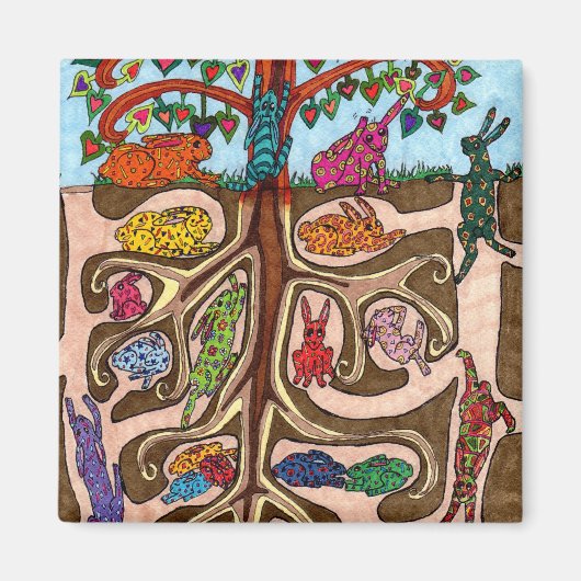 Oaxacan Bunny Tree of Life Magneet (Voorkant)