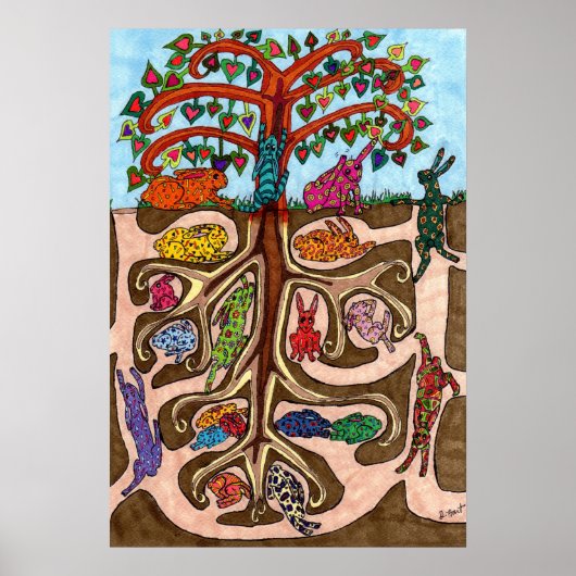 Oaxacan Bunny Tree of Life Poster (Voorkant)