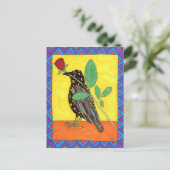Oaxacan Crow met Red Rose Briefkaart (Staand voorkant)