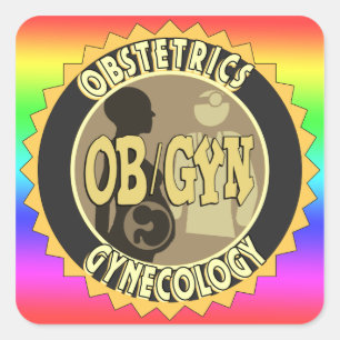 OB/GYN BADGE VROUW DOCTOR LOGO VIERKANTE STICKER