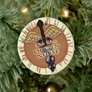 OB Gyn Nurse Caduceus-ornament Keramisch Ornament
