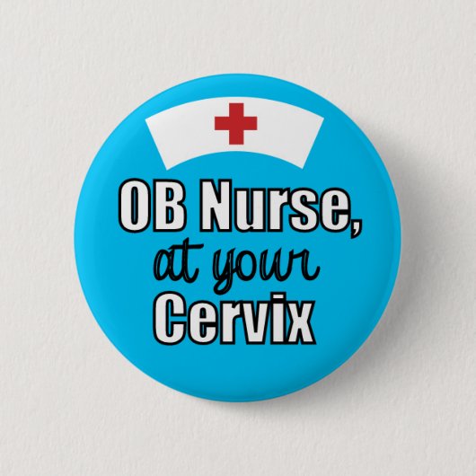 OB-verpleegster bij uw Cervix Light Blue Ronde Button 5,7 Cm (Voorkant)