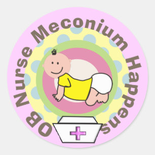 OB Zurse Gifts "Meconium Happens" Ronde Sticker