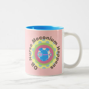 OB Zurse Gifts "Meconium Happens" Tweekleurige Koffiemok