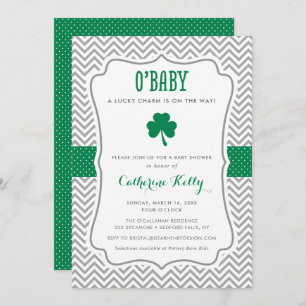 O'Baby Lucky Charm Shamrock Baby shower Kaart