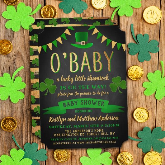 O'Baby St. Patrick's Day Baby Shower Invitations