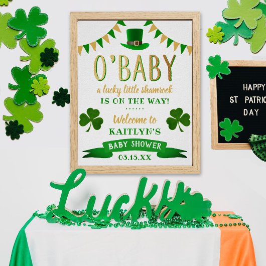 O'Baby St. Patrick's Day Baby shower Welkom Poster