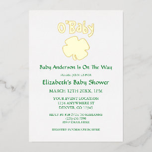 O'Baby St. Patrick's Day babyborrel Folie Uitnodiging