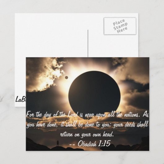 Obadiah 1:15 Carte postale (Devant / Derrière)