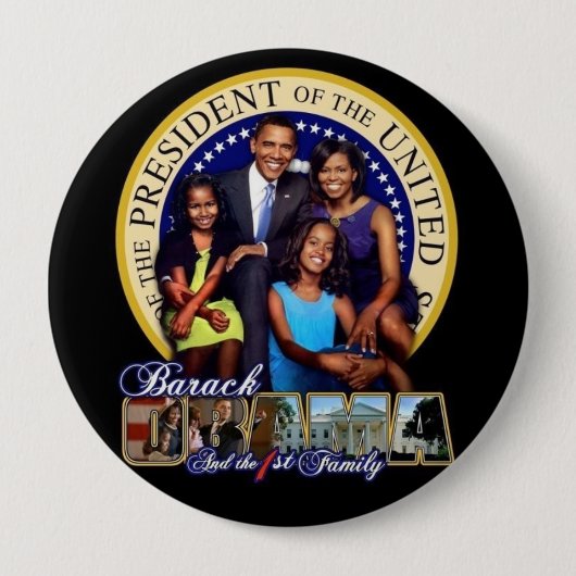 OBAMA-1ST FAMILIE-Round Button (Voorkant)