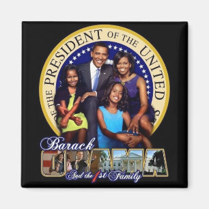 OBAMA-1ST FAMILIE-Square Magnet Magneet