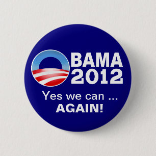 Obama 2012 - Ja, we kunnen... Nogmaals! Campagne B Ronde Button 5,7 Cm
