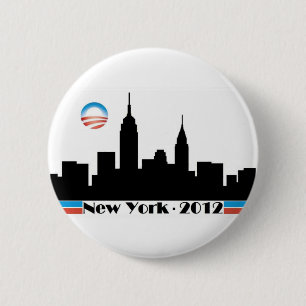 Obama 2012 New York City Skyline Ronde Button 5,7 Cm