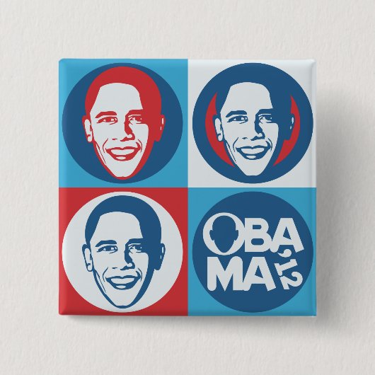 Obama 2012 Pop Art Square Button (Voorkant)
