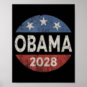 Obama 2028 3e termijn Laten we deze retro knop rep Poster