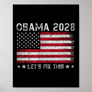 Obama 2028 Retro  vlag Amerikaanse patriottische p Poster