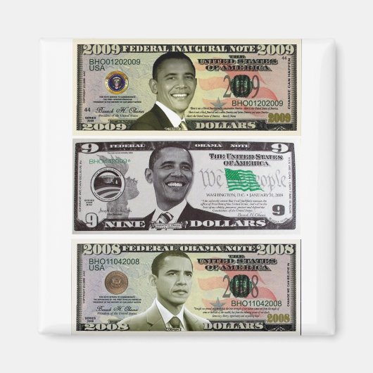 Obama 9 dollar Bill Magneet (Voorkant)