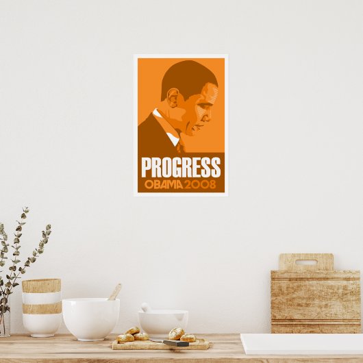 Obama - Affiche Progress Dark Orange (Cuisine)