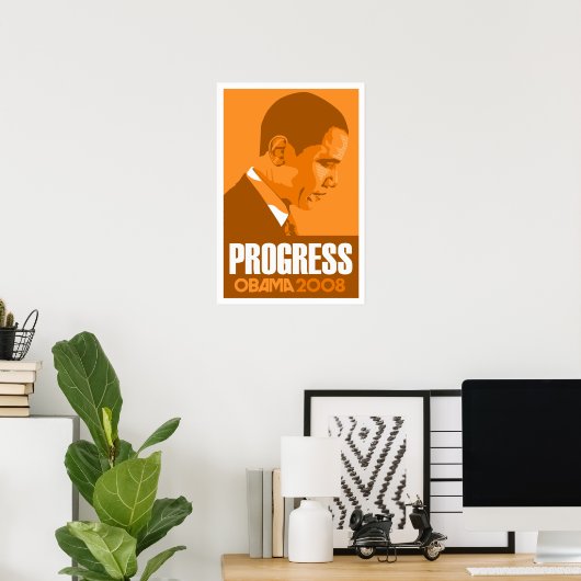 Obama - Affiche Progress Dark Orange (Bureau à domicile)