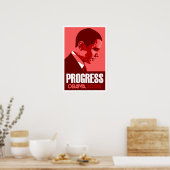 Obama - Affiche rouge foncé Progress (Cuisine)